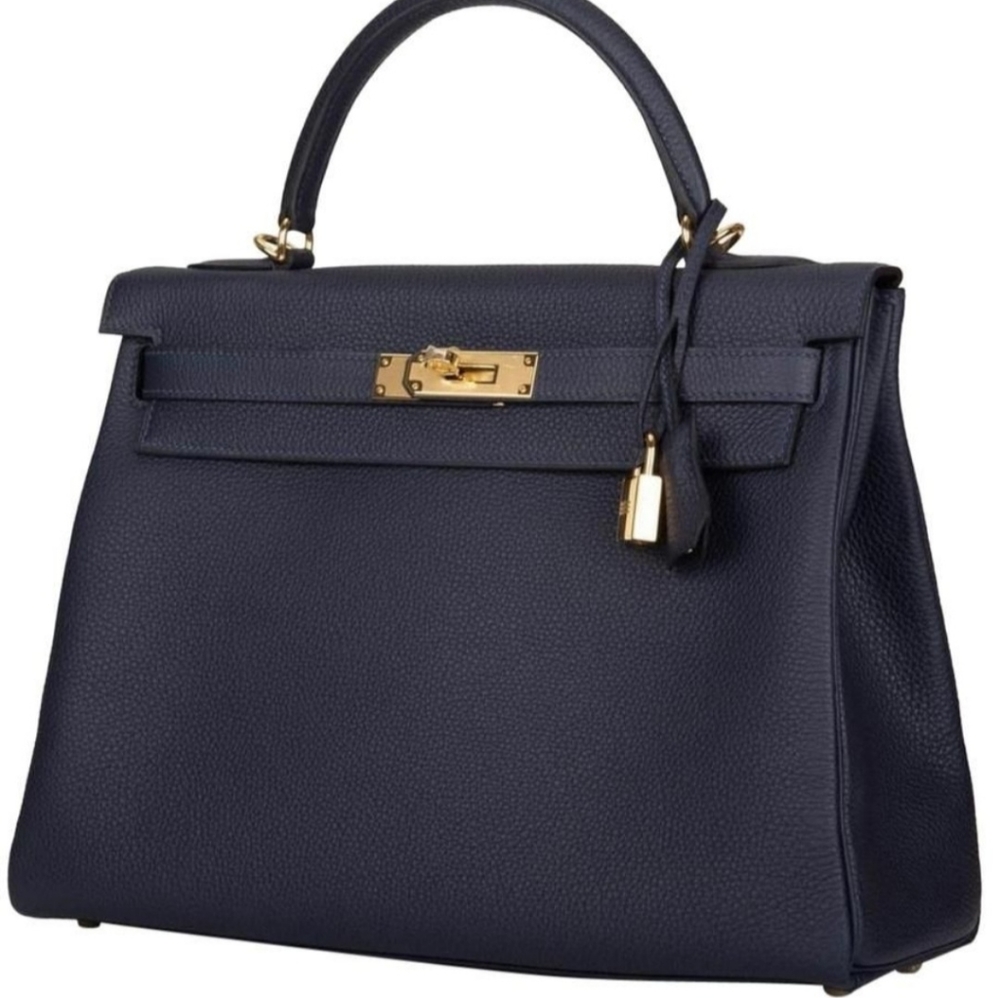 🦋NWT🦋 Hermes Togo Kelly Retourne 32 Bleu Nuit